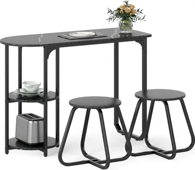 Produktbild von 3-teiliges Esszimmer-Set mit Tisch und 2 Hockern, platzsparend