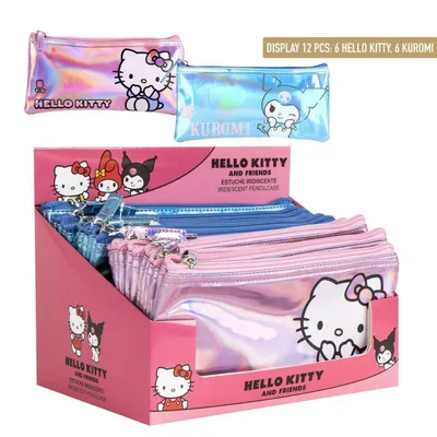 Imagen del producto de Estuche para bolígrafos Hello Kitty y Kuromi, set de 12 unidades, estuches iridiscentes