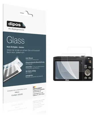 Obrázok produktu pre 2 ochranné fólie pre fotoaparát Nikon Coolpix S3100, matná povrchová úprava - proti nárazom, 9H tvrdosť, fólia typu "dipos Glass", vyrobená z plastického skla