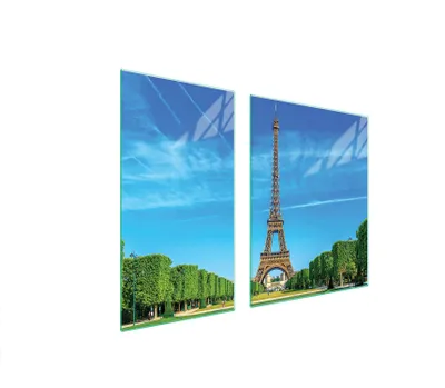 Produktbild von Herdabdeckplatten 2 teilig 90x52 Glaskeramikkochfeld Abdeckung Glas Schneidebrett Eiffelturm Landschaft