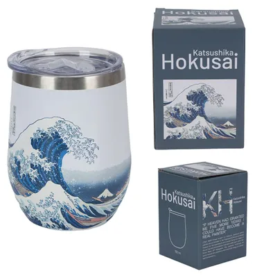 Immagine prodotto di Tazza termica, isolante, da viaggio, con coperchio, capacità 330 ml. "La grande onda"
