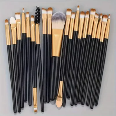 Image de CHPN – Ensemble de pinceaux de maquillage – Pinceaux de maquillage – 20 pièces – Ensemble de pinceaux de maquillage – Pinceaux – Cadeau – Pour l'application de maquillage – Pinceaux – Pinceau pour fard à paupières – Pinceau pour fond de teint – Blush – Noir/Or