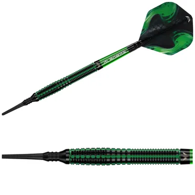 Produktbild von Mission | Venom | Softdarts | 90% Tungsten | 20g | Black PVD & Green Electro | Dartpfeile Set