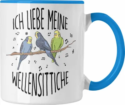 Produktbild von Trendation - Lustige Wellensittich-Tasse Geschenk für Wellensittich-Besitzer Ich Liebe Meine Wellensittiche (Blau)