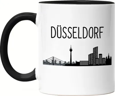 Produktbild von DÜSSELDORF Skyline Tasse Schwarz Souvenir Andenken Deutsche Großstädte Motiv Stadt Silhouette Geschenkidee Umzug