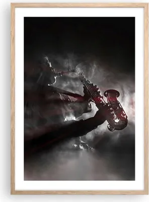 Produktbild von Gerahmtes Poster - Rahmen in heller Eiche - Musiker Saxophonist Schwarz - 50x70 cm - Wand Bild - Wanddeko - Wandbilder - Wandposter - Bilderrahmen - Bilder - Kunstdruck - Wandbild - P2NPA50x70-4276