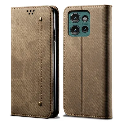 Immagine prodotto di Custodia per Motorola Edge 50 Neo, Custodia a portafoglio in pelle con chiusura magnetica e supporto Khaki