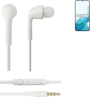 Produktbild von K-S-Trade Kopfhörer Headset kompatibel mit Samsung Galaxy S22+ Exynos mit Mikrofon u Lautstärkeregler weiß 3,5mm Klinke Kabel Headphones