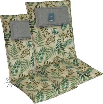 Produktbild von LILENO HOME Gartenstuhl Auflagen als [2er Set - Hochlehner] in Gräser Grün - bequeme Liegen als Sitzauflagen für Gartenmöbel - Stuhlkissen für Gartenstühle und Klappstühle MAR