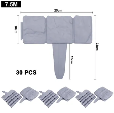 Image de Bordure de jardin - Bordure en plastique flexible imitation pierre - 30 pièces - 7,5 mètres - Gris - Pour les massifs et les allées