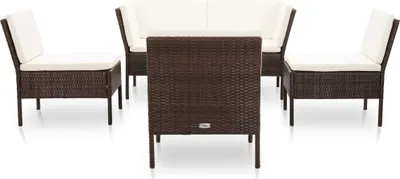 Produktbild von vidaXL 6-tlg. Garten-Lounge-Set mit Auflagen Poly Rattan Braun