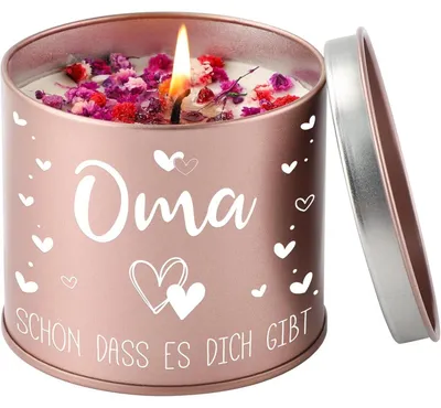 Zdjęcie produktu dla Świeca sojowa w kształcie świeczki stołowej z napisem "Babciu, jak dobrze, że istniejesz", zapach lawendy, waga 9 oz, czas palenia: 50 godzin