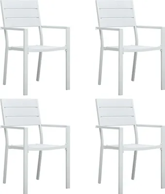 Image de Chaises de jardin lot de 4 Blanc PEHD Aspect de bois