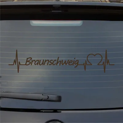 Produktbild von Heckscheibenaufkleber Braunschweig Herzschlag Puls Stadt Liebe 55x12 cm Braun Auto Aufkleber Sticker