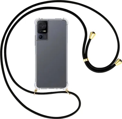 Produktbild von Handykette Backcover-Schutzhülle mit Band (Metall goldfarben) für TCL 40 SE (6.75'') - schwarz