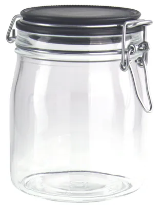 Produktbild von Einkochwelt Drahtbügelgläser 4 Stück, 750 ml, mit Kreidefeld, Marmeladenglas
