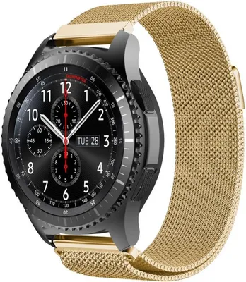Obrázok produktu pre Lobwerk ZBH-SW-GEAR-S3-22-MG-6122, Remienok k hodinkám, Samsung, Gear S3 Frontier SM-R760 or Gear S3 Classic SM-R770, Nerezová oceľ, Zlato, 22 mm