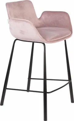 Produktbild von 2er Set Zuiver Brit Barhocker Stahl/Polyester rosa