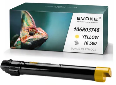 Image de Cartouche de toner compatible Evoke pour l'imprimante Xerox C7020, référence 106R03746, couleur jaune, rendement de 16 500 pages, compatible avec les modèles VersaLink C7020, C7020DN, C7025, C7025DX et C7030