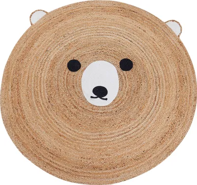 Produktbild von BELIANI Teppich Beige Jute ø 120 cm Rund Dekoratives Bärenmuster Boho Stil Wohnzimmer Jugendzimmer Kinderzimmer
