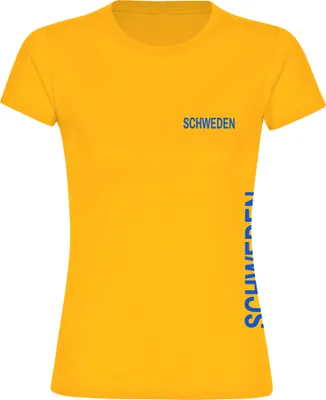 Produktbild von multifanshop Damen T-Shirt - Schweden - Brust & Seite, gelb, Größe XL