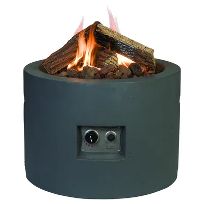 Produktbild von Happy Cocooning Mania Feuertisch rund 19,5 kW grau inkl. 4-teiliges Keramik-Holz