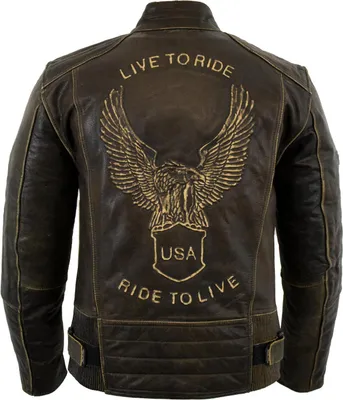 Produktbild von Motorrad Lederjacke im Antik Retro Used Look Adler Prägung Bikerjacke Motorrad(XL)