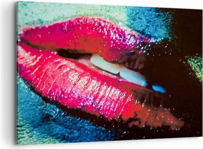 Produktbild von Bild auf Leinwand - Leinwandbild - Lippen Gesicht Frau - 100x70cm - Wand Bild - Wanddeko - Leinwanddruck - Bilder - Kunstdruck - Wanddekoration - Leinwand bilder - Wandkunst - AA100x70-0231