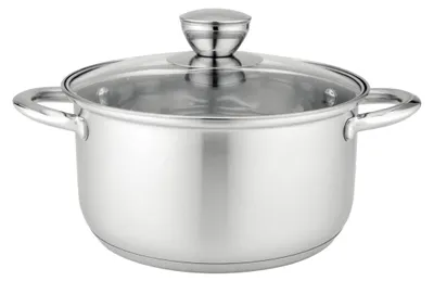 Bratentopf 14 cm, 1,25 l, Edelstahl, mit Glasdeckel, Induktion