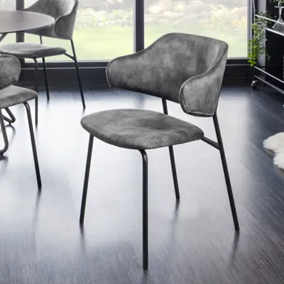 Produktbild von Moderner Stuhl MODA grau Samt Metallbeine
