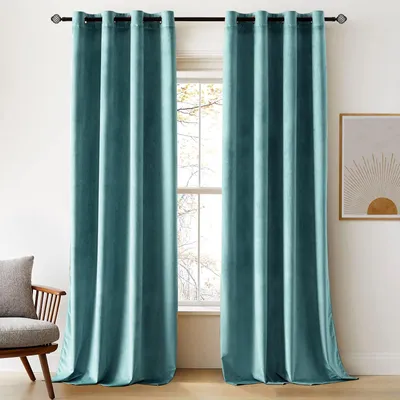 Verdunkelungsvorhänge Samt 2er-Set 140x245 cm aquagrün