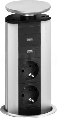 Obrázek produktu pro Schulte EVOline Port 03.013 versenkbare Steckdose Charger 2 VDE + 2 USB Edelstahl