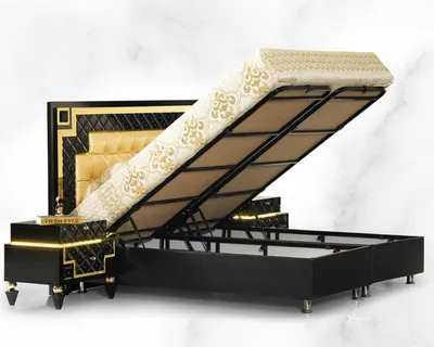Immagine prodotto di Struttura letto nera e oro Struttura letto di design Mobili per la camera da letto