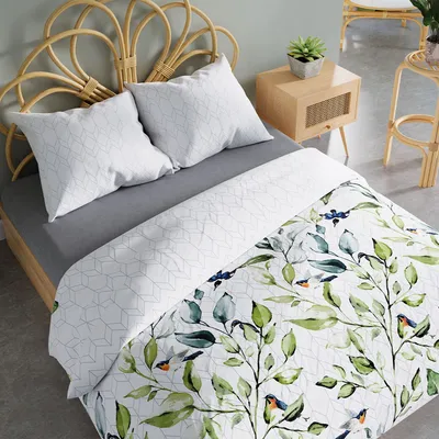 Produktbild von Bettwäsche, Baumwollsatin, hohe Qualität 200x220 Monako Blätter