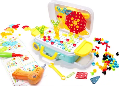 Produktbild von KIK KX7838_4 Puzzle-Kunststoffblöcke mit Schraubendreher