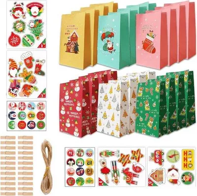 Produktbild von DIY-Papieren-Kerstkalenderzakjes-Set-von-24-Stück