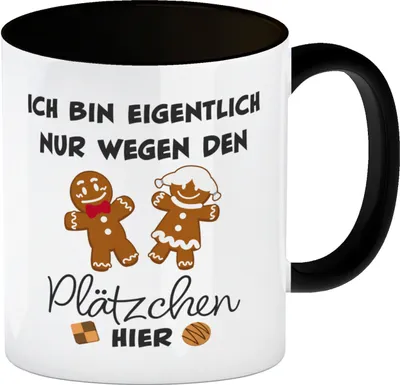 Produktbild von Lebkuchenmännchen Kaffeebecher in schwarz mit Spruch