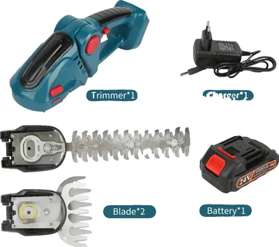 Immagine prodotto di Tagliasiepi elettrico, 2-in-1, versatile, design leggero, con batteria blu