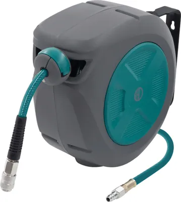 Produktbild von ECD Germany Druckluftschlauchtrommel 10m+1m Automatischer Aufroller mit Arretierfunktion 1/4" Schnellkupplung 15 bar Schlauchaufroller für Wandmontage