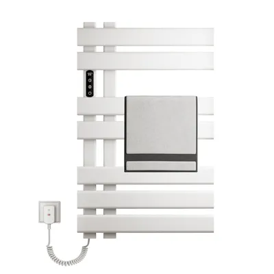 Obrázek produktu pro OihPaw Inteligentní elektrický koupelnový radiátor, 235W, 30-70°C, časovač 0-9h, IPX4, 450x720mm, bílý, levý
