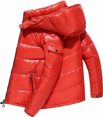 Produktbild von ASKSA Herren Gesteppte Padded Shiny Thick Jacken Mantel Männer ultraleichte Stehkragen Jacke, Rot, M