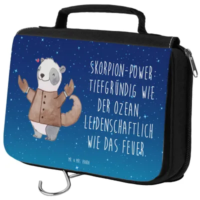 Produktbild von Mr. & Mrs. Panda Waschtasche Skorpion Astrologie - Sternenhimmel Blau - Geschenk, Tierkreiszeichen, Necessaire, Geburtstagsgeschenk, kosmetiktäschchen, Sternzeichen