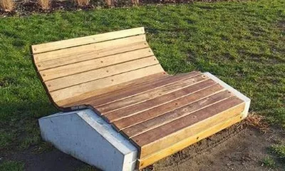 Produktbild von Casa Padrino Parkliege - Gartenliege Naturfarben / Grau 120 cm - Outdoor & Park Möbel