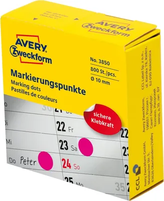 Produktbild von Markierungspunkte auf Rolle 10mm magenta 800 Stück Packung mit 10 Stück