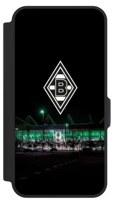 Produktbild von NIVOCASE Klapphülle für Samsung Galaxy A57 5G  Handyhülle aus Kunst Leder NIVOflip schwarz Borussia Mönchengladbach Offizielles Lizenzprodukt Stadion
