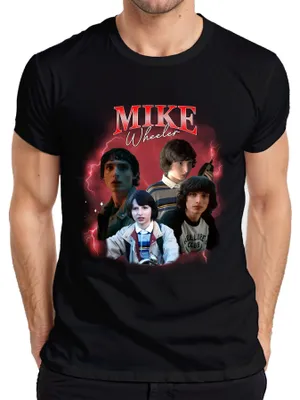 Obrázek produktu pro Mike Wheeler Stranger Fan Gift Hawkins 80. léta Retro 90. léta Bootleg Pánské tričko, černá, M