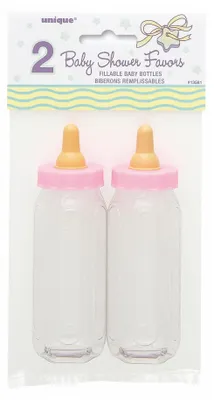 Produktbild von Favours Babyfläschchen Pink 2 Stück Babyparty Dekoration für Mädchen