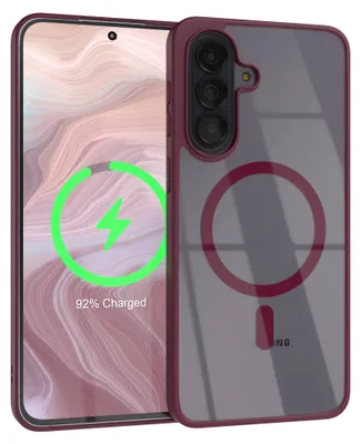 Obrázok produktu pre EAZY CASE Priehľadné puzdro MagSafe pre Samsung Galaxy A57, nabíjanie Qi, silikónové s ochranou fotoaparátu, ochranné puzdro v červenej farbe
