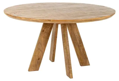 Image de Table de salle à manger ELYA – Ronde diamètre 120 cm – Bois massif de manguier – Style rustique