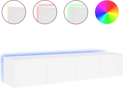 Image de vidaXL vidaXL - Eléments TV suspendus - avec - éclairage LED - 2 - pièces - 80x35x31 - cm - blanc